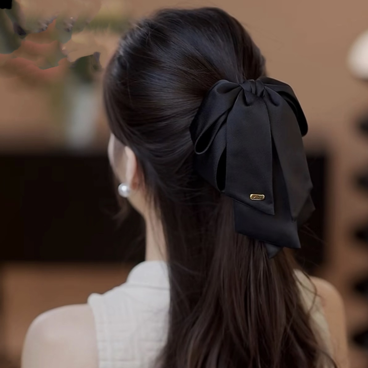 韩版2025新款发夹女黑色蝴蝶结马尾夹气质百搭发卡精致好看发饰
