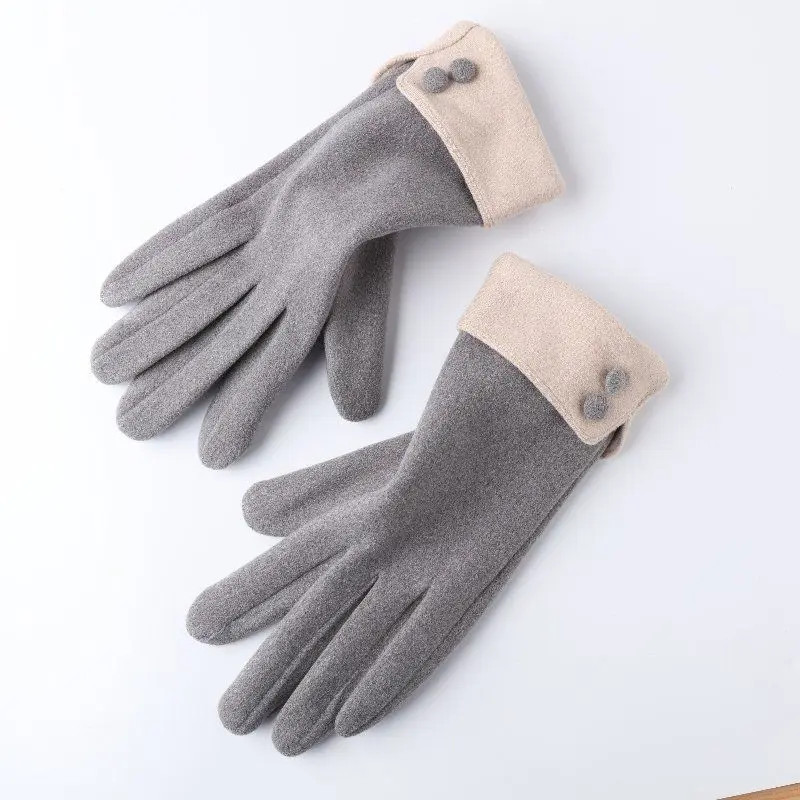 2026新款冬季可触屏手套女加绒加厚简约保暖防寒骑行女士德绒手套