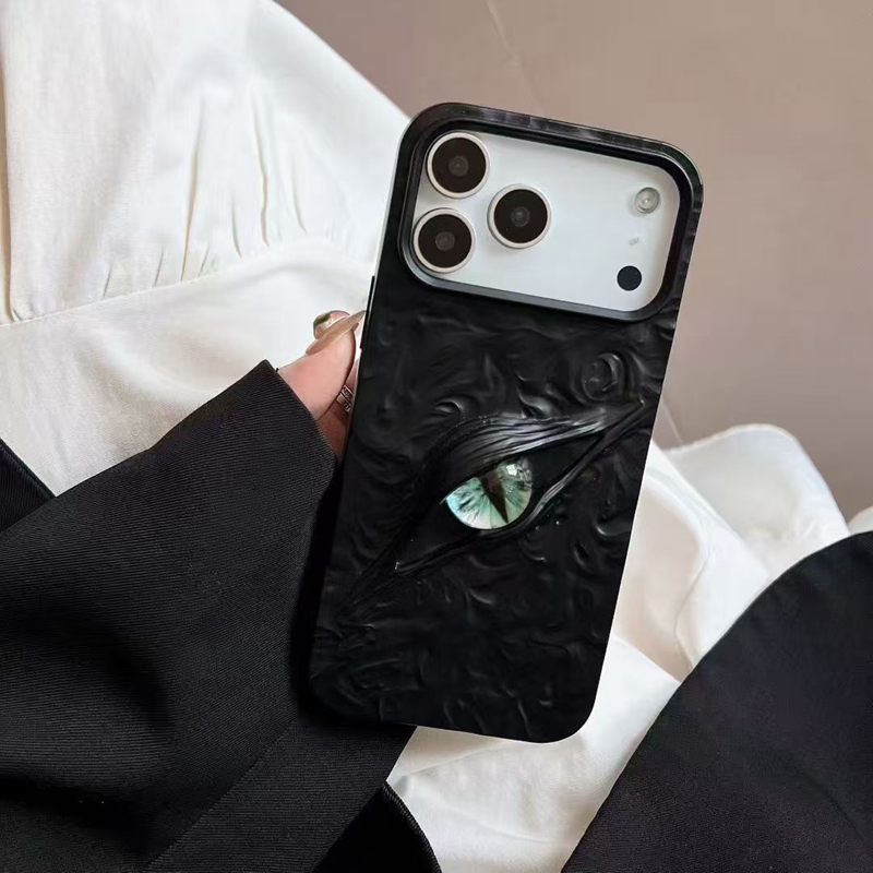 立体褶皱恶魔之眼适用苹果17Air手机壳16pro/15promax哑光13p磨砂