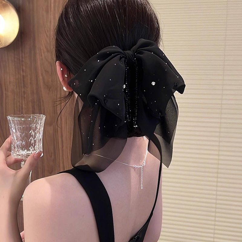 繁星蝴蝶结抓夹女高级感2025新款夹子头饰时尚百搭精致马尾夹发夹