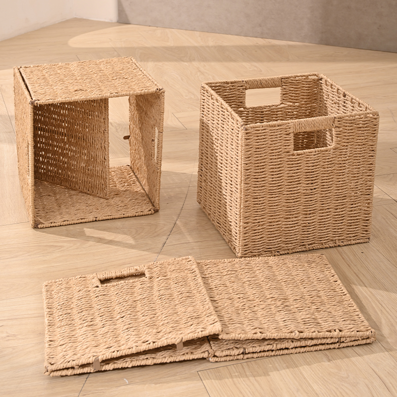 可折叠收纳筐家用客厅书房格子柜编织收纳箱玩具零食化妆品储物盒