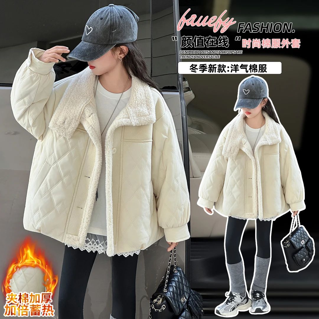 女童冬装棉衣外套加厚女孩洋气冬季棉服儿童保暖棉袄中大童上衣潮