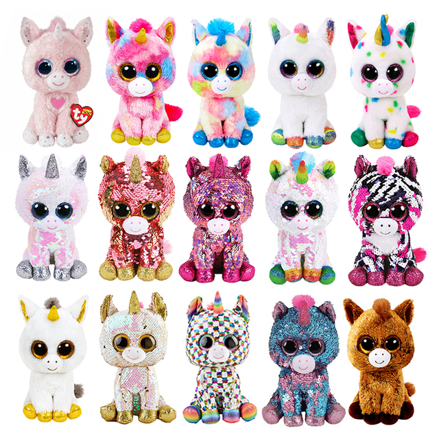 Ty独角兽毛绒公仔布娃娃大眼豆豆亮片系列可爱女孩玩具生日礼物