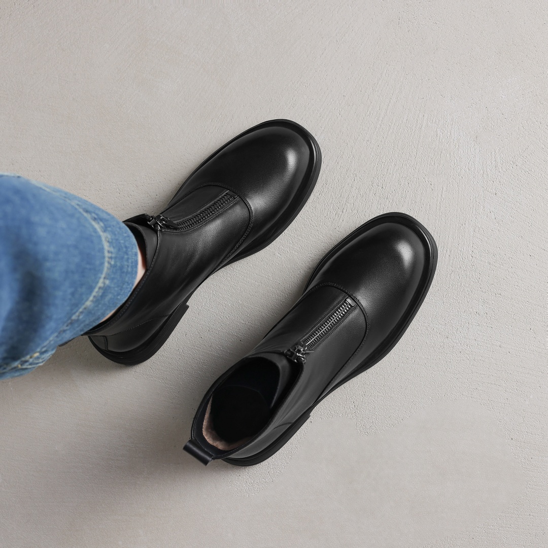 切尔西靴复古棕色新款短靴春秋前拉链英伦风马丁靴单靴大码41-43