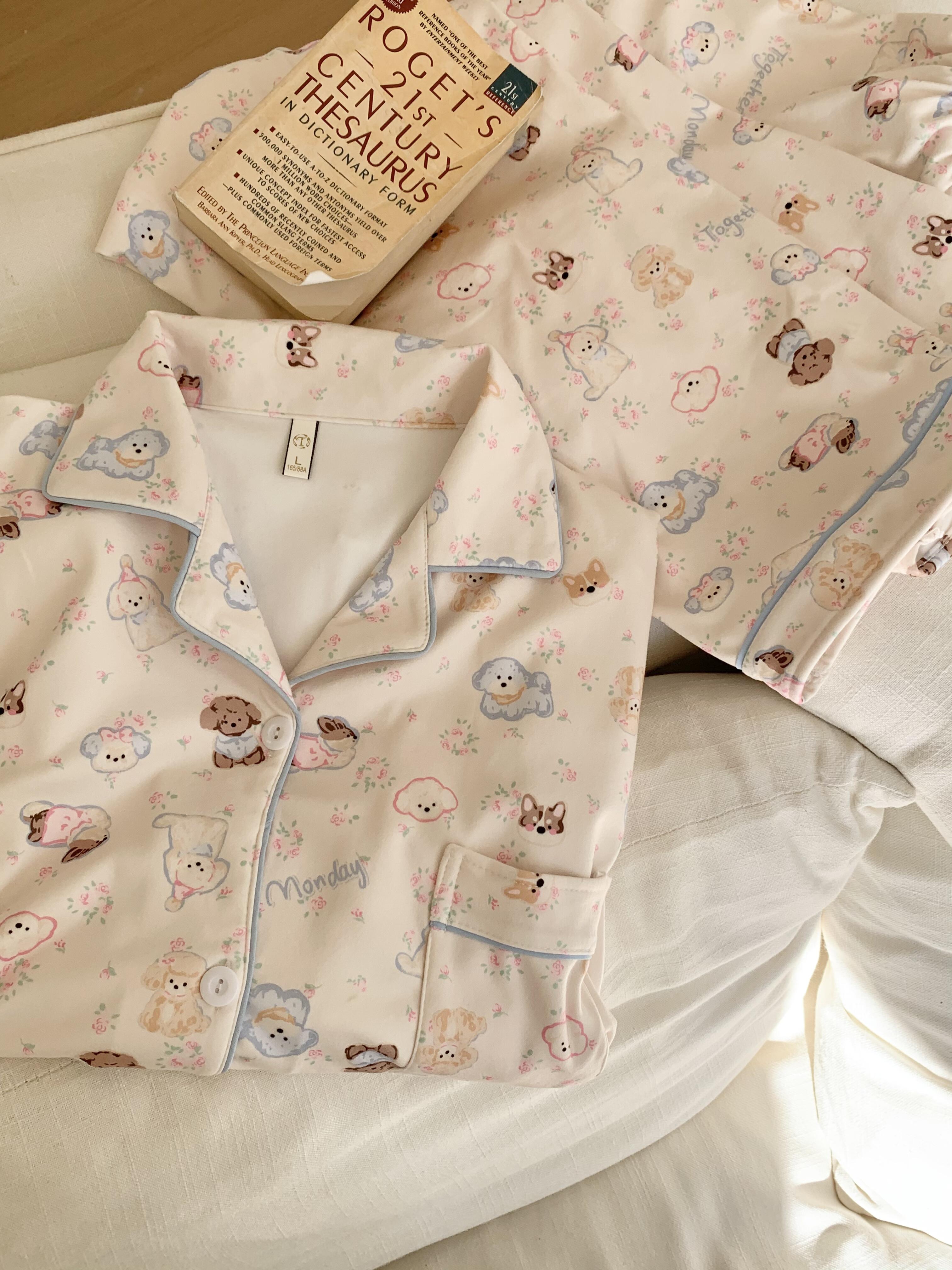 【可爱柯基】德绒睡衣女秋冬季加厚防风保暖卡通甜美软萌家居服套装