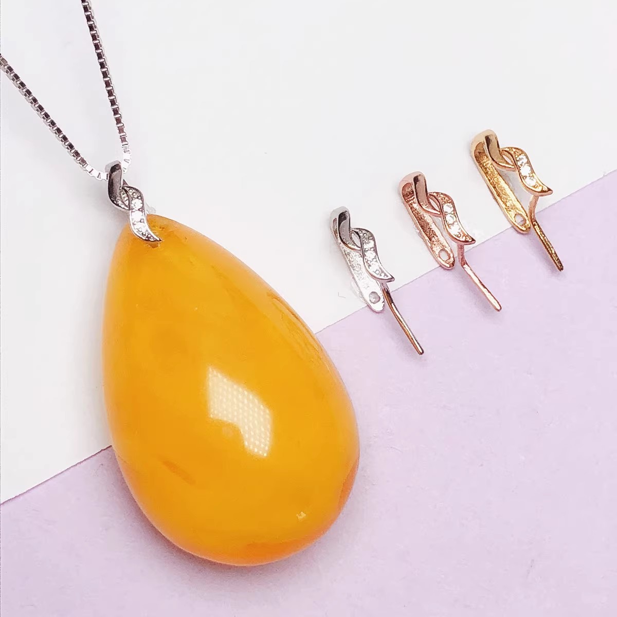 925银银制品 吊坠扣S925纯银玉牌玉坠卡扣小号平安扣夹扣挂件扣子