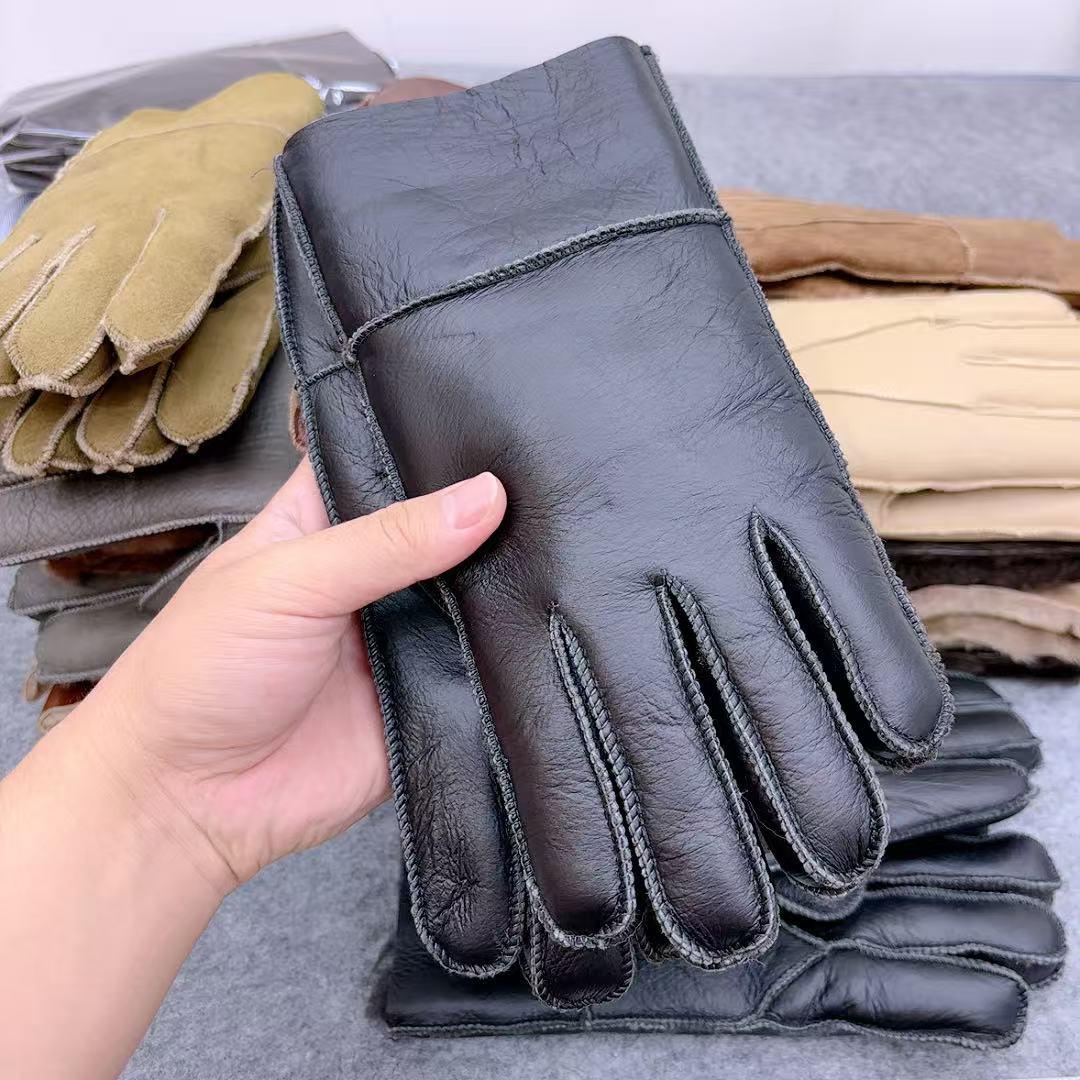冬季男款真羊毛皮毛一体手套冬季真皮真毛骑行加厚保暖真羊皮防风