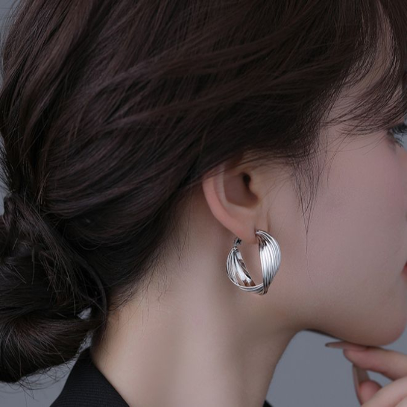 钛钢亚克力耳饰 法式扭曲耳环女小众气质高级耳钉耳坠港风耳饰