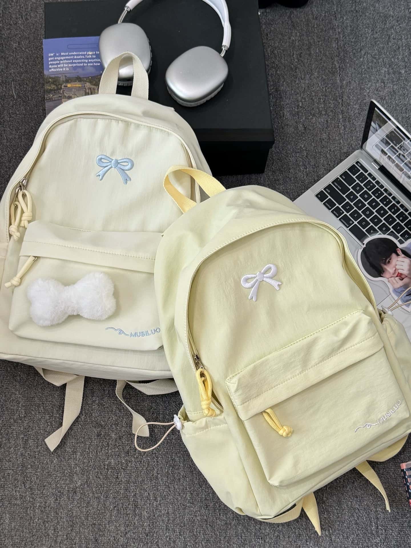 奶系书包初中女生高颜值少女心蝴蝶结双肩包2025新款大学生书包女