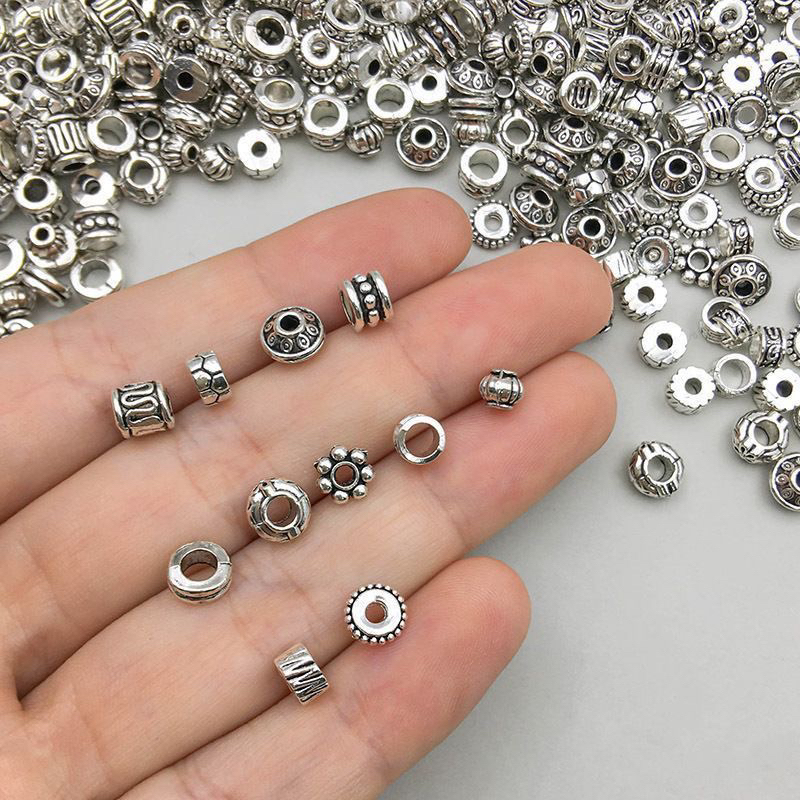 做旧老钱风隔珠隔片古银流苏滴流diy水晶手串饰品