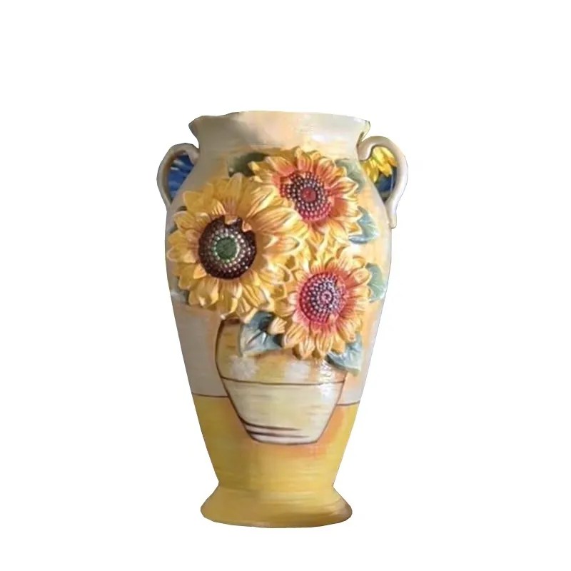 梵高艺术陶瓷花瓶欧式家居装饰摆件客厅餐桌桌面摆饰高档家居花器