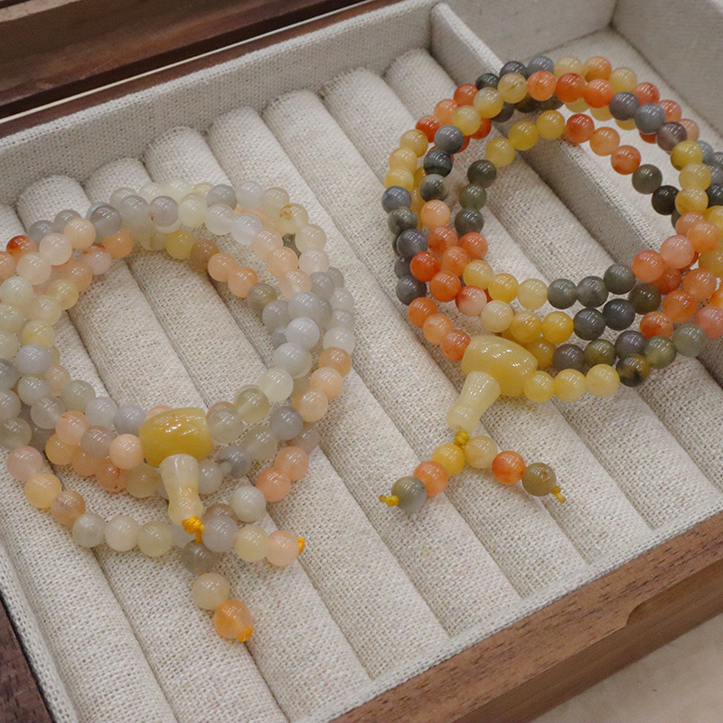 【工厂补贴】新疆金丝玉戈壁料多宝多圈手串6mm  多样性发其一【C71】