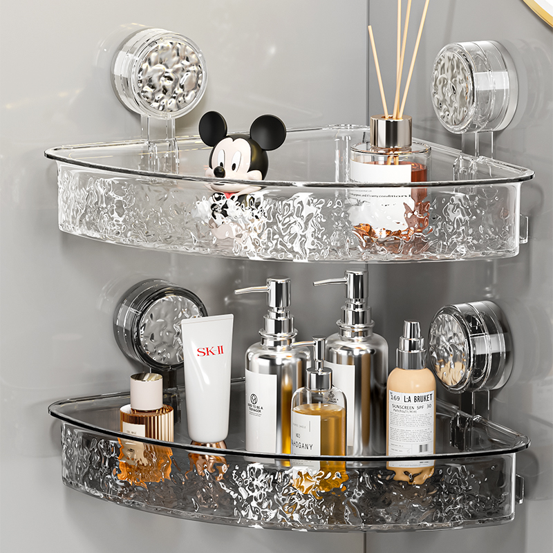 加高吸盘卫生间三角置物架壁挂式浴室收纳架挂墙架洗漱洗护浴室架