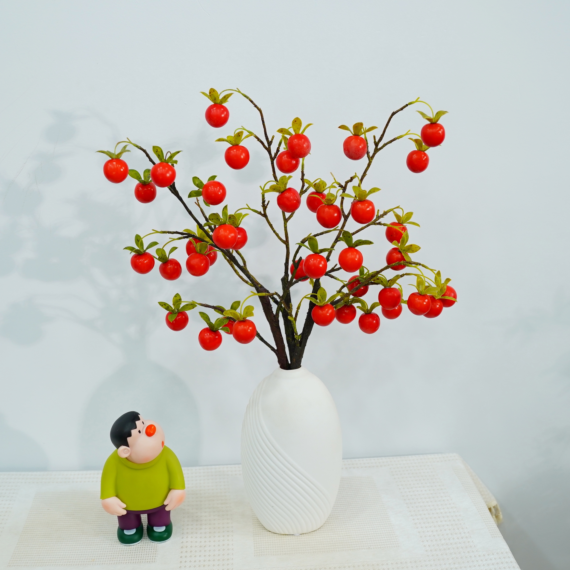 高品质甜心柿子中式家居装饰摆件仿真苹果摆件电视柜摆件轻奢