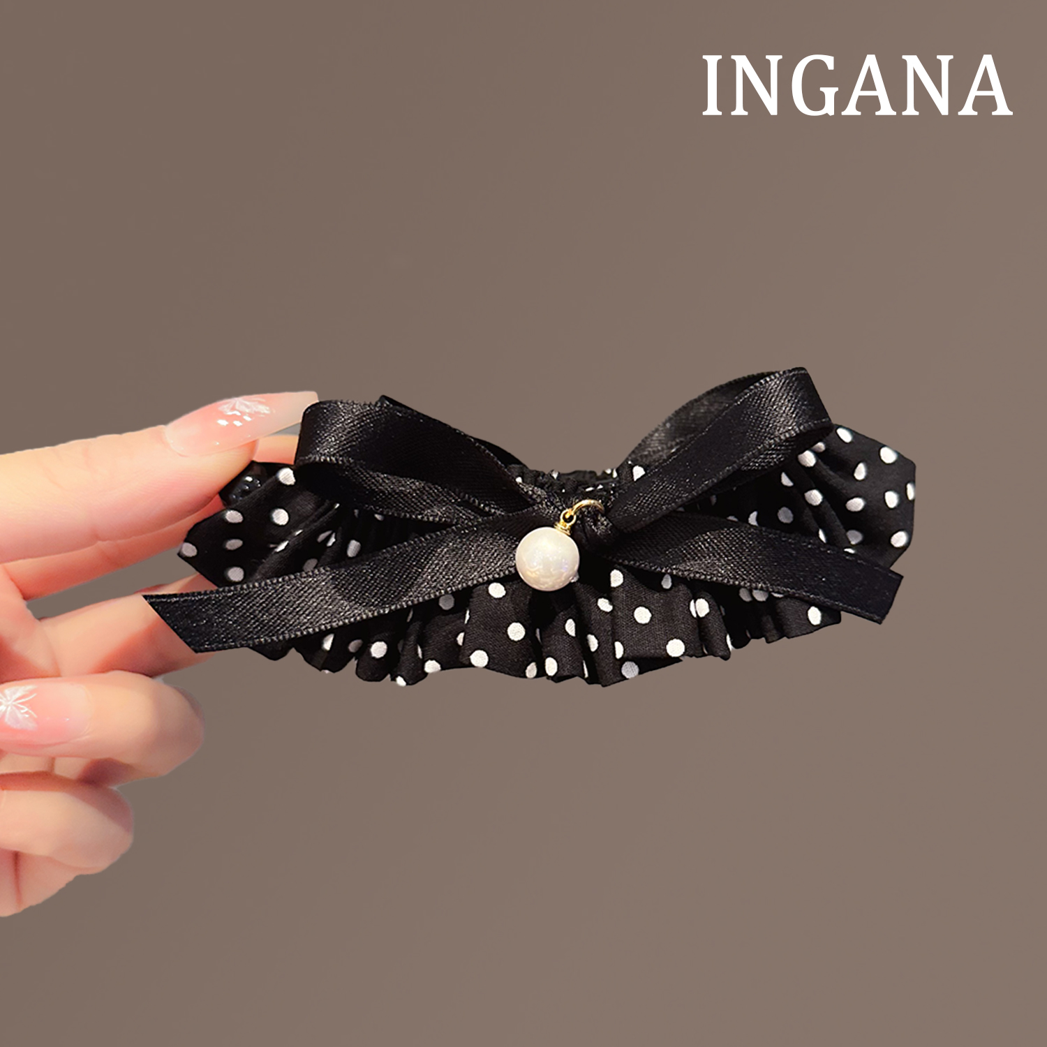 创意波点小裙子蝴蝶结扭扭夹女高级感盘发香蕉抓夹后脑勺头饰发饰