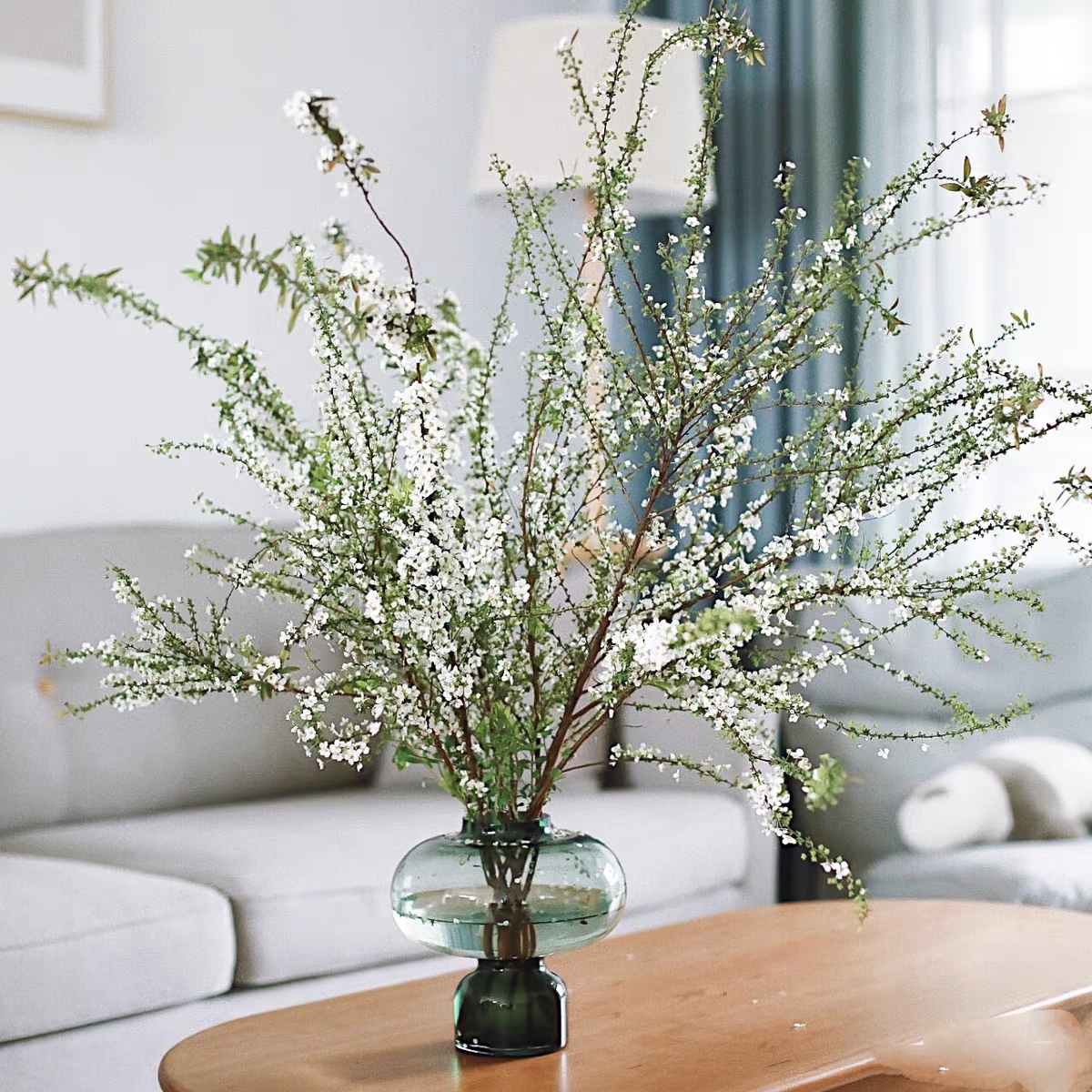 田园风陶瓷花瓶适合家居客厅书房玄关台面插花水培雪柳鲜枝