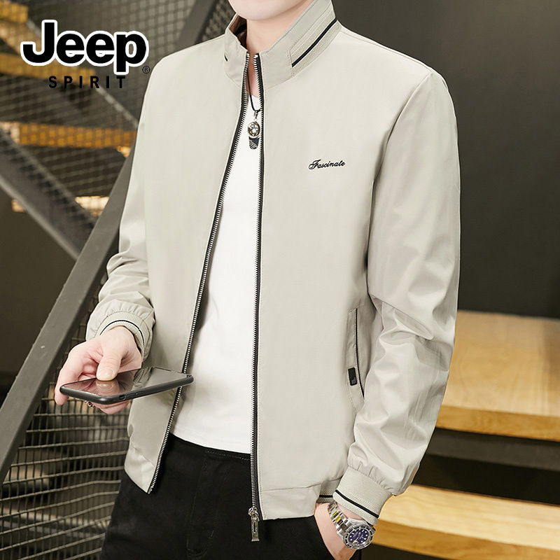 JEEP吉普夹克外套男士春秋季年新款高端商务立领时尚休闲男装上衣