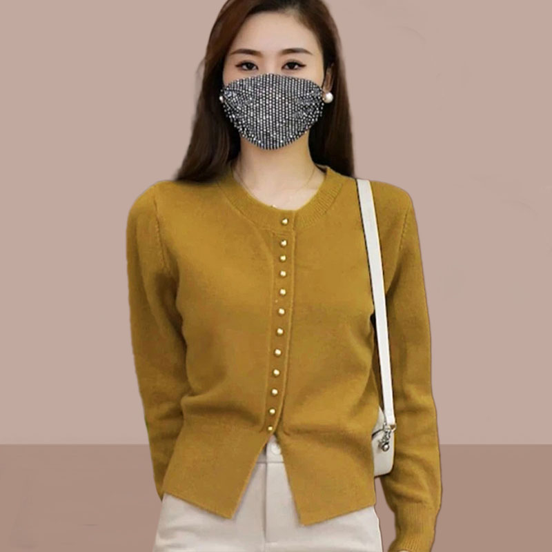 韩版简约轻奢风长袖针织开衫2025年春季新款女装洋气显瘦百搭上衣