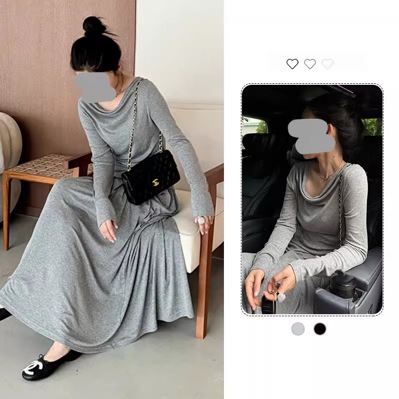 2025年新款春秋穿搭一整套巨好看一字肩上衣休闲半身裙两件套装女