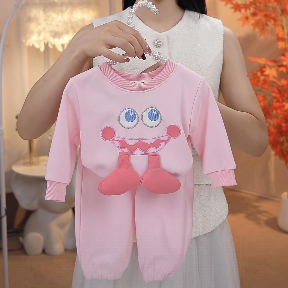 1儿童春秋立体刺绣套装女童长袖宝宝套装2025绣花卡通套装两件套