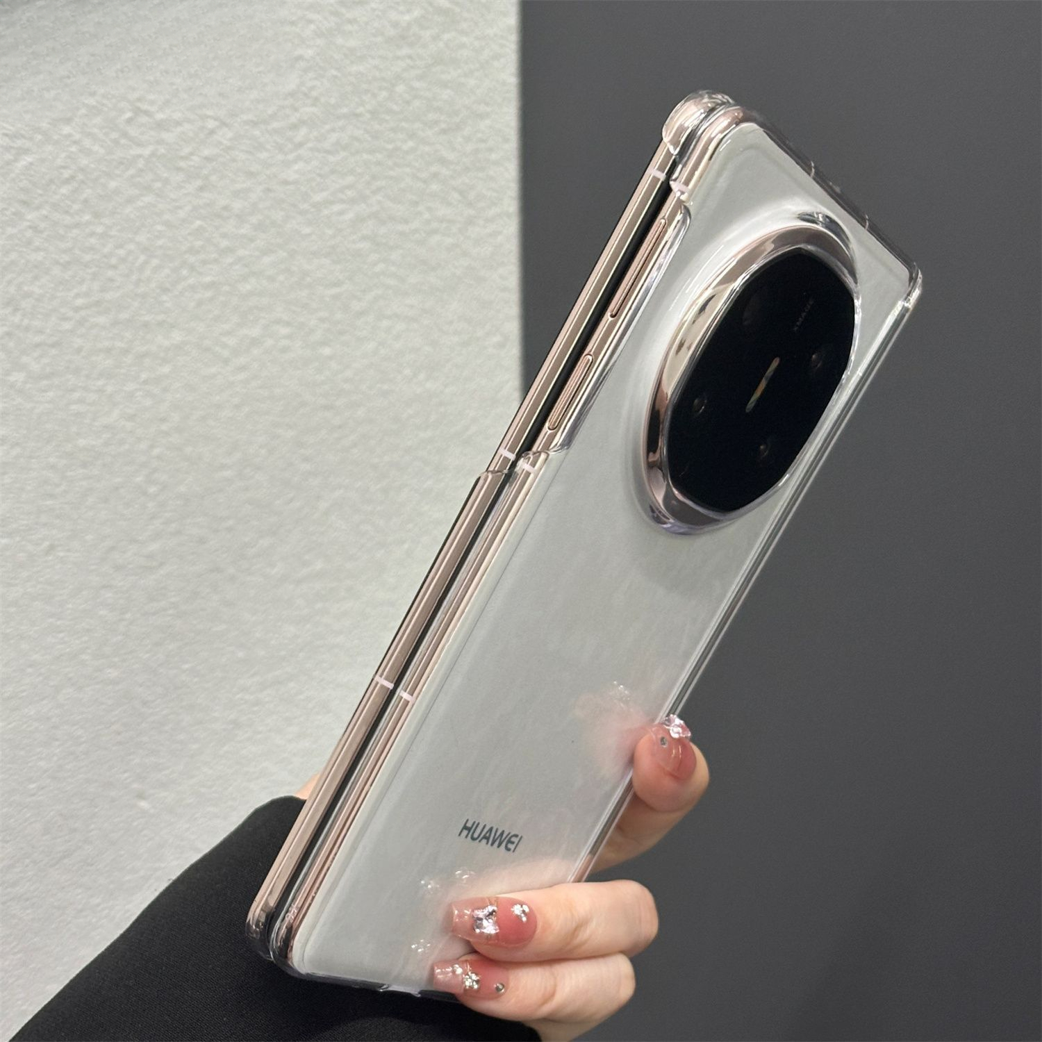 适用华为MateX6手机壳透明简约双边保护磁吸中轴matex5超薄大孔