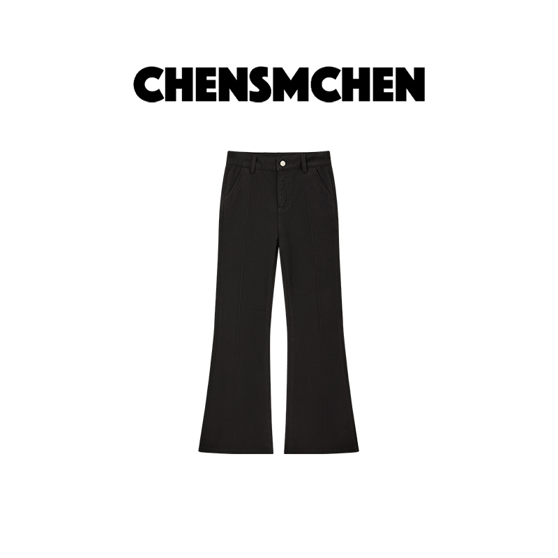 CHENSMCHEN  《黑珍珠》时尚加绒微喇裤女气质百搭牛仔裤CSN11683SL