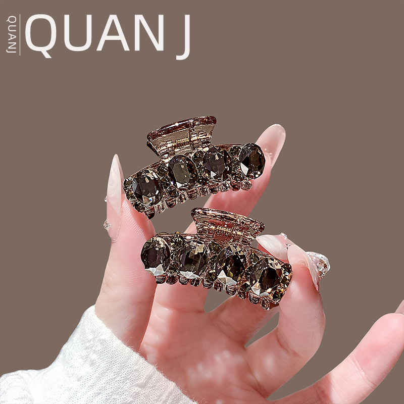 2025新款水钻抓夹小号发抓ins时尚百搭鲨鱼夹后脑勺碎发夹头饰