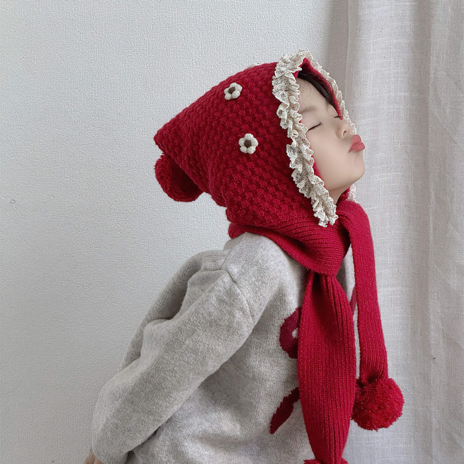 儿童帽子围巾一体秋冬季保暖护耳帽男女童加厚防风针织帽宝宝围脖