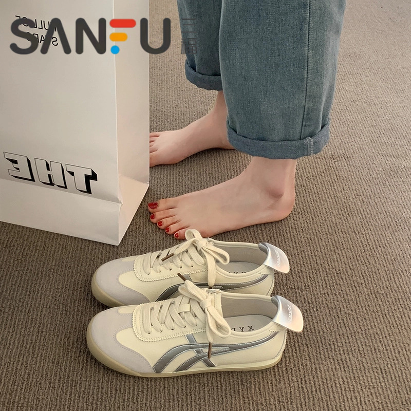 三福阿甘德训鞋女夏2025年新款平底舒适休闲运动鞋软底休闲小白鞋