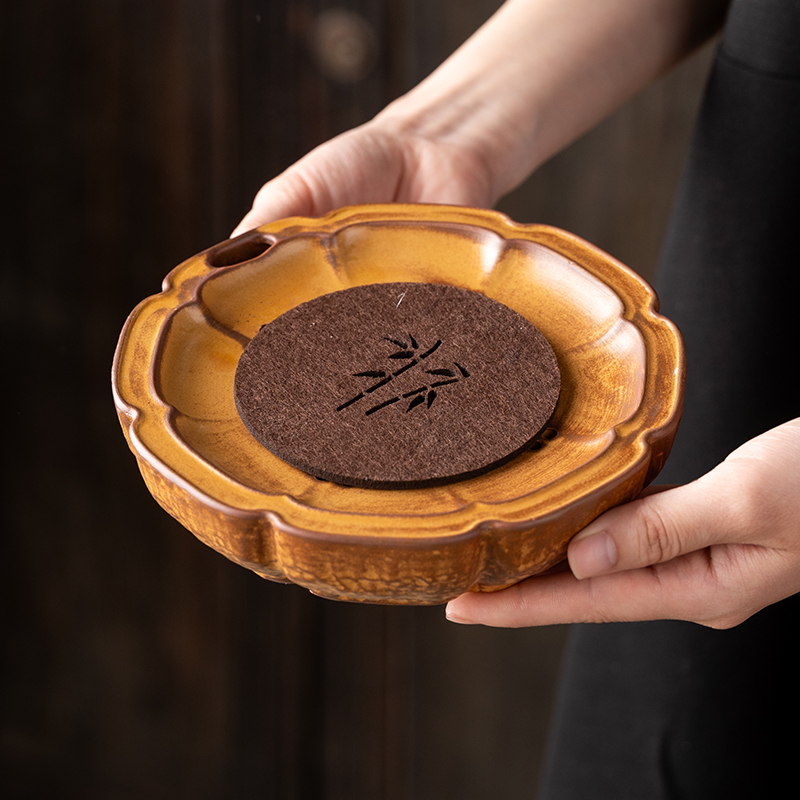 大气舍得粗陶壶承陶瓷壶托中式干泡盘紫砂壶垫家用储水式茶道配件