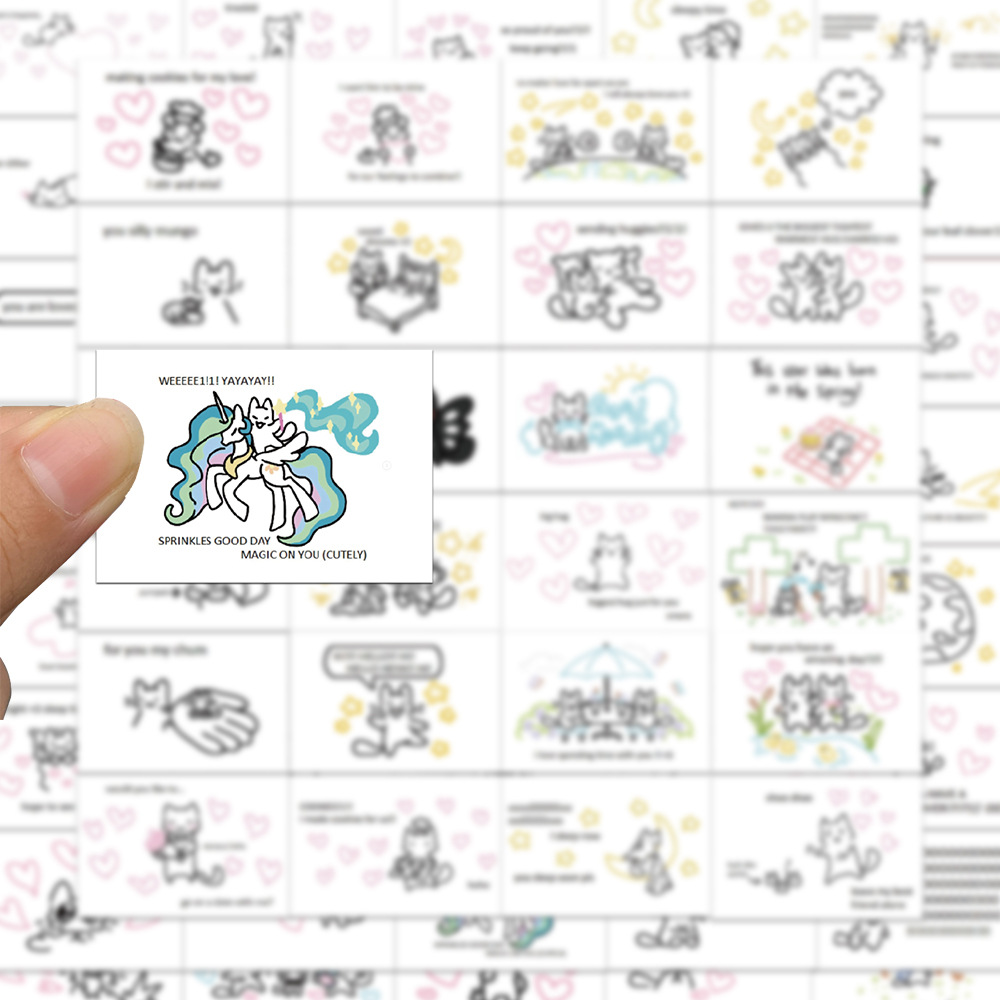 可爱素材手账本头盔贴画卡通贴纸防水表情包64张装饰kitten行李箱