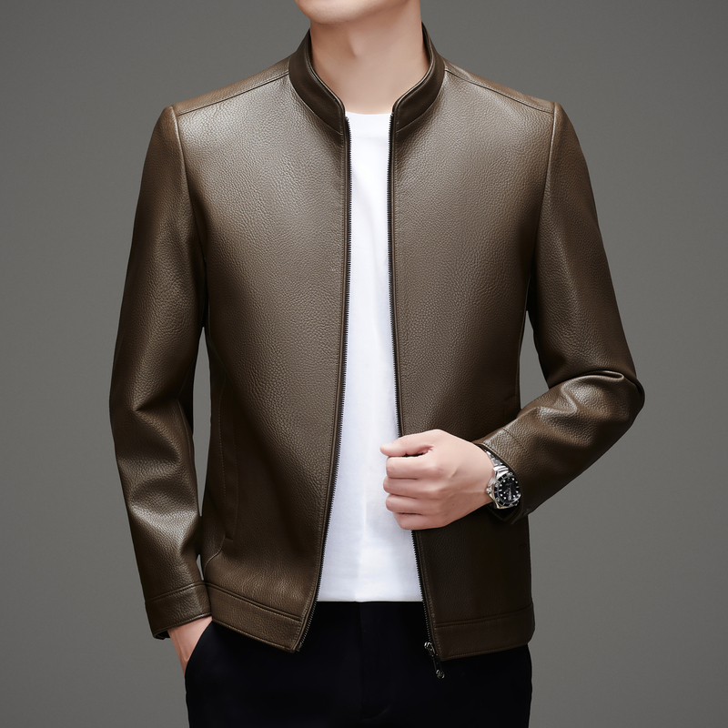 2025新款男士精品牛皮皮衣商务休闲时尚经典潮流百搭男士皮衣外套
