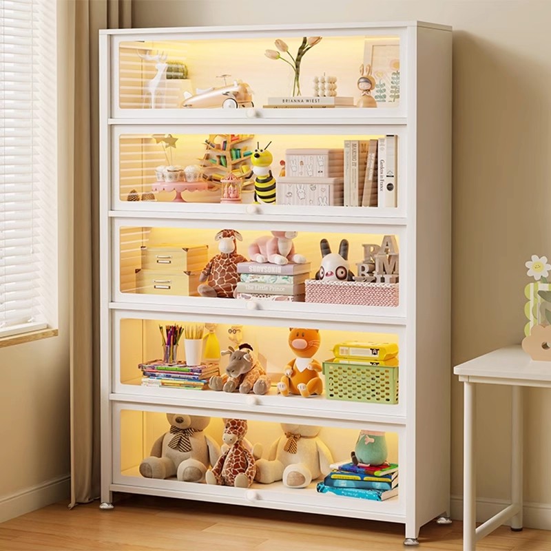 钢制书柜痛柜防尘书架亚克力透明门展示柜多层落地收纳柜储物柜子