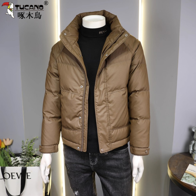 TUCANO/啄木鳥皮面羽绒棉服男冬季新款潮流休闲立领短款保暖外套