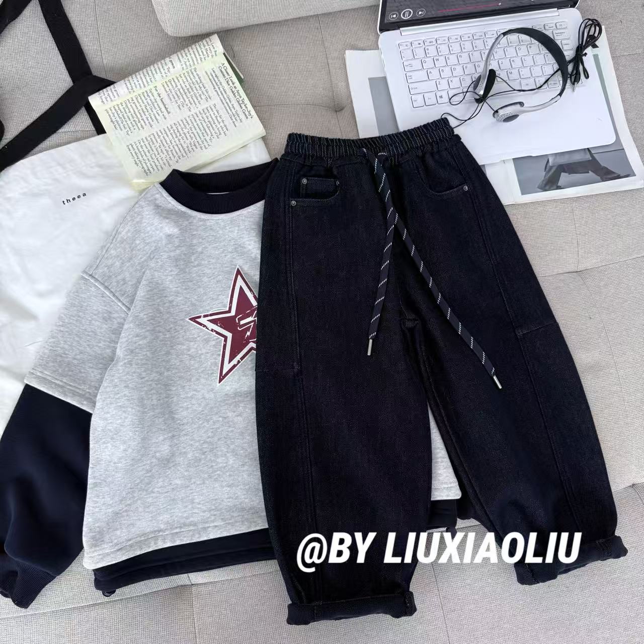 【现货】杭州六小六正版 BY LIUXIAOLIU冬季儿童加绒牛仔裤20119