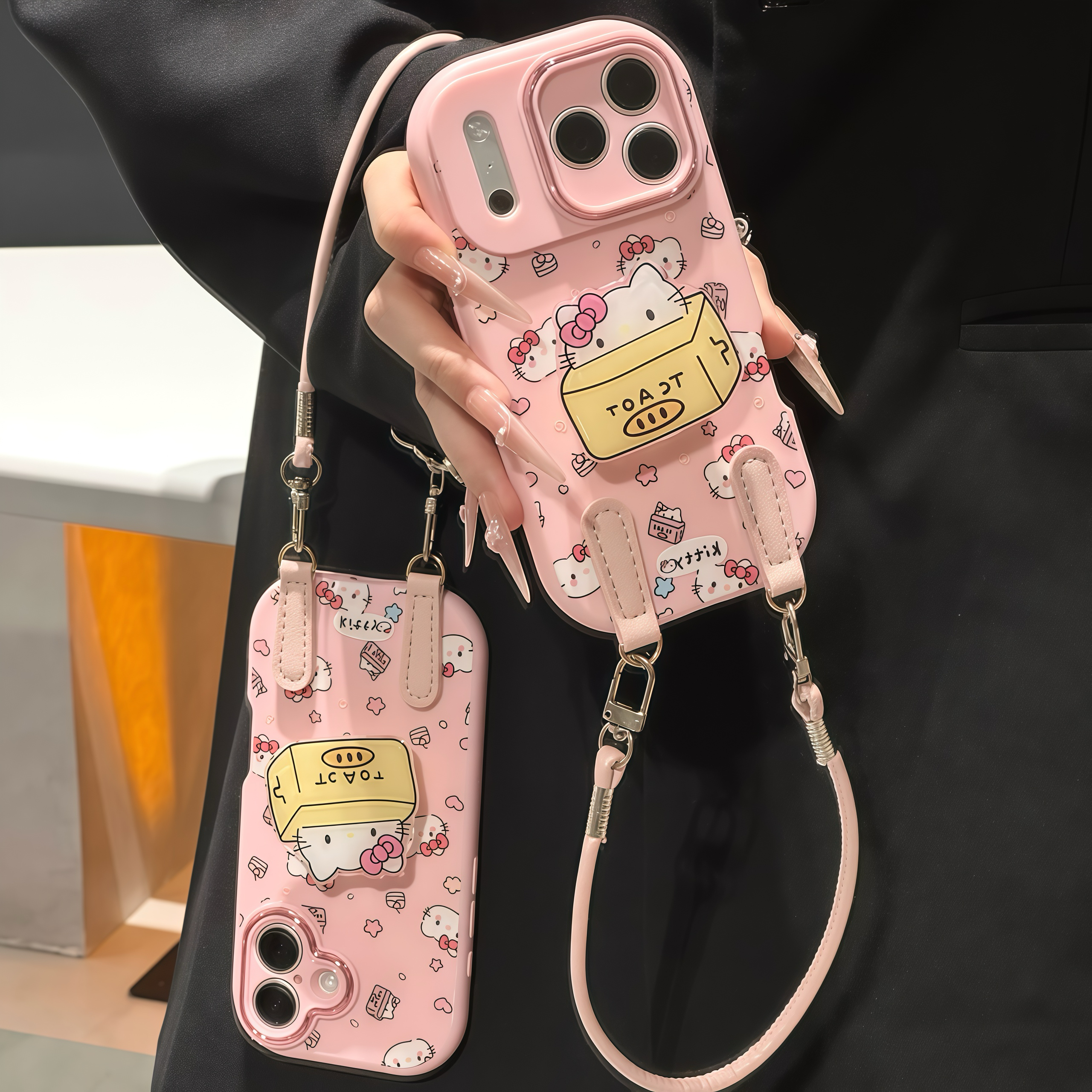 纸巾盒子kitty支架挂绳适用iPhone17/16手机壳小米vivoppo华为p50