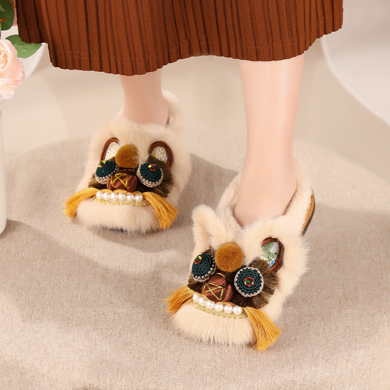 手工虎头鞋新中式国风平底棉鞋民族风非遗手工冬季加绒保暖老虎鞋