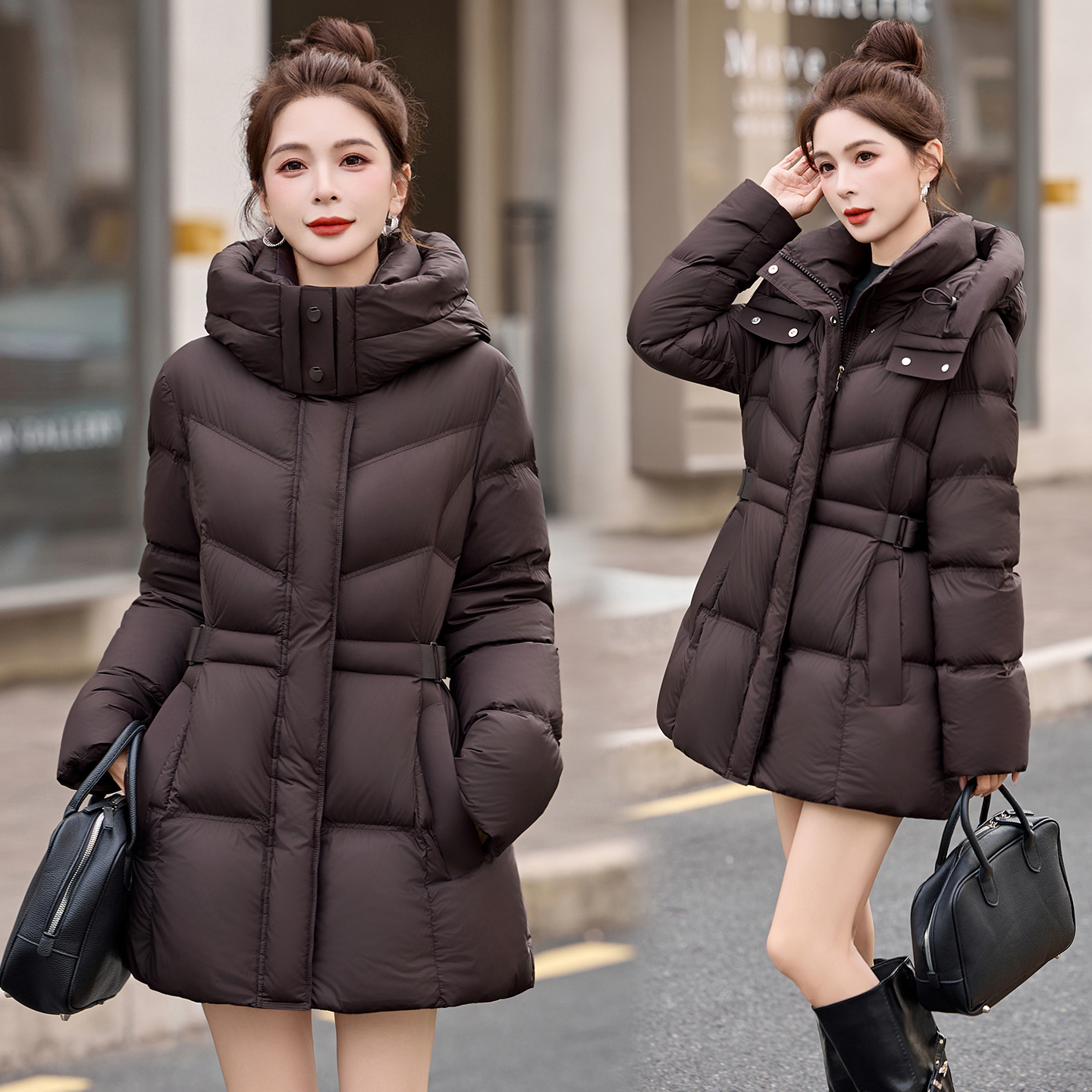 高级感中长款羽绒服女2025冬季新款小个子时尚气质收腰显瘦外套潮
