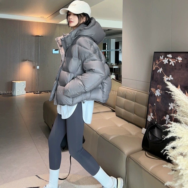 明星同款新国标90绒短款龟背泡芙可拆卸连帽羽绒服女