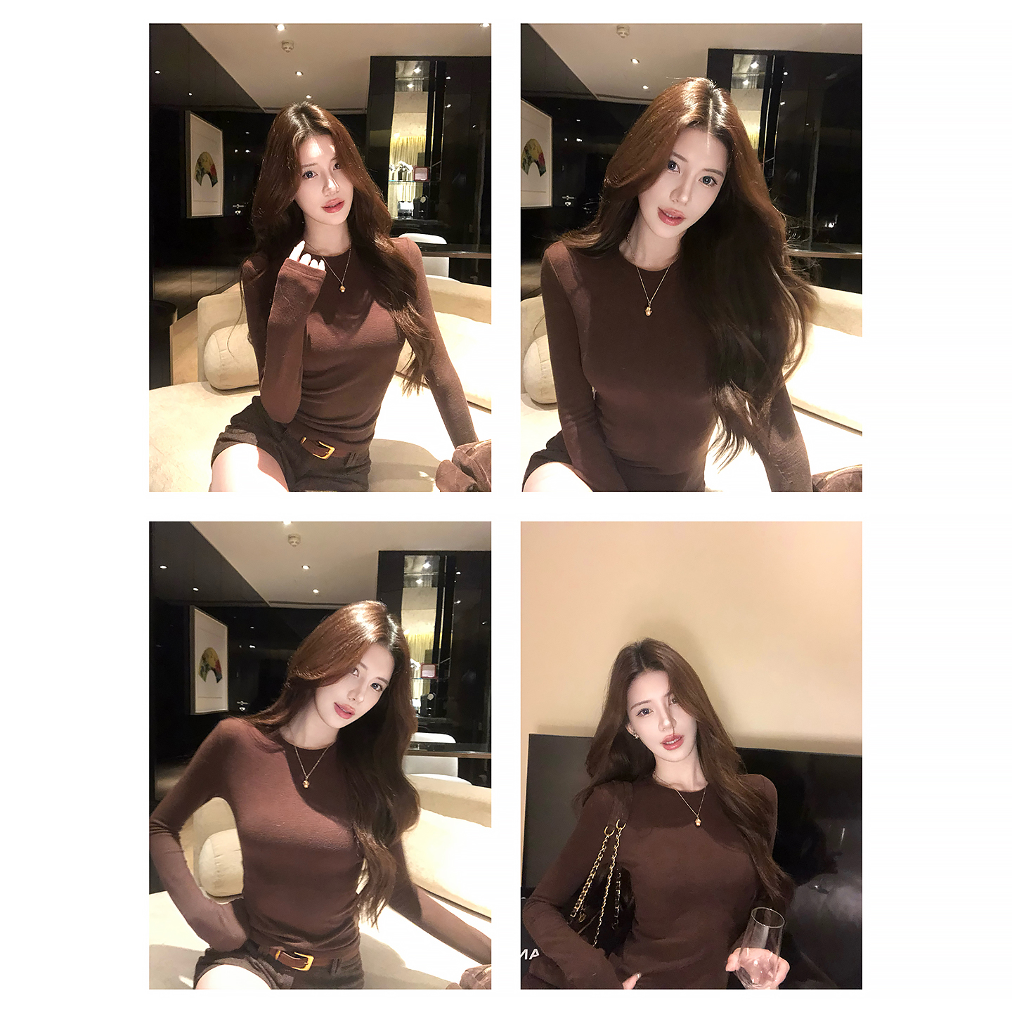 【禾呈】保暖时尚圆领长袖打底衫女秋冬修身内搭打底衫上衣10903