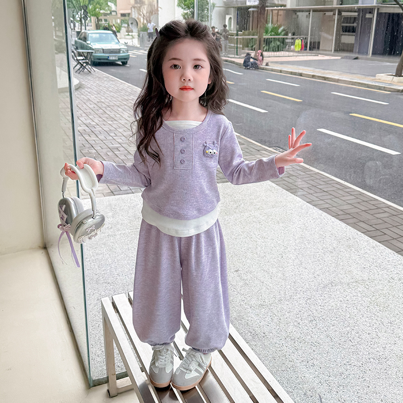 儿童2025新款洋气春秋季韩版休闲长袖卫衣女童套装女宝宝炸街秋装
