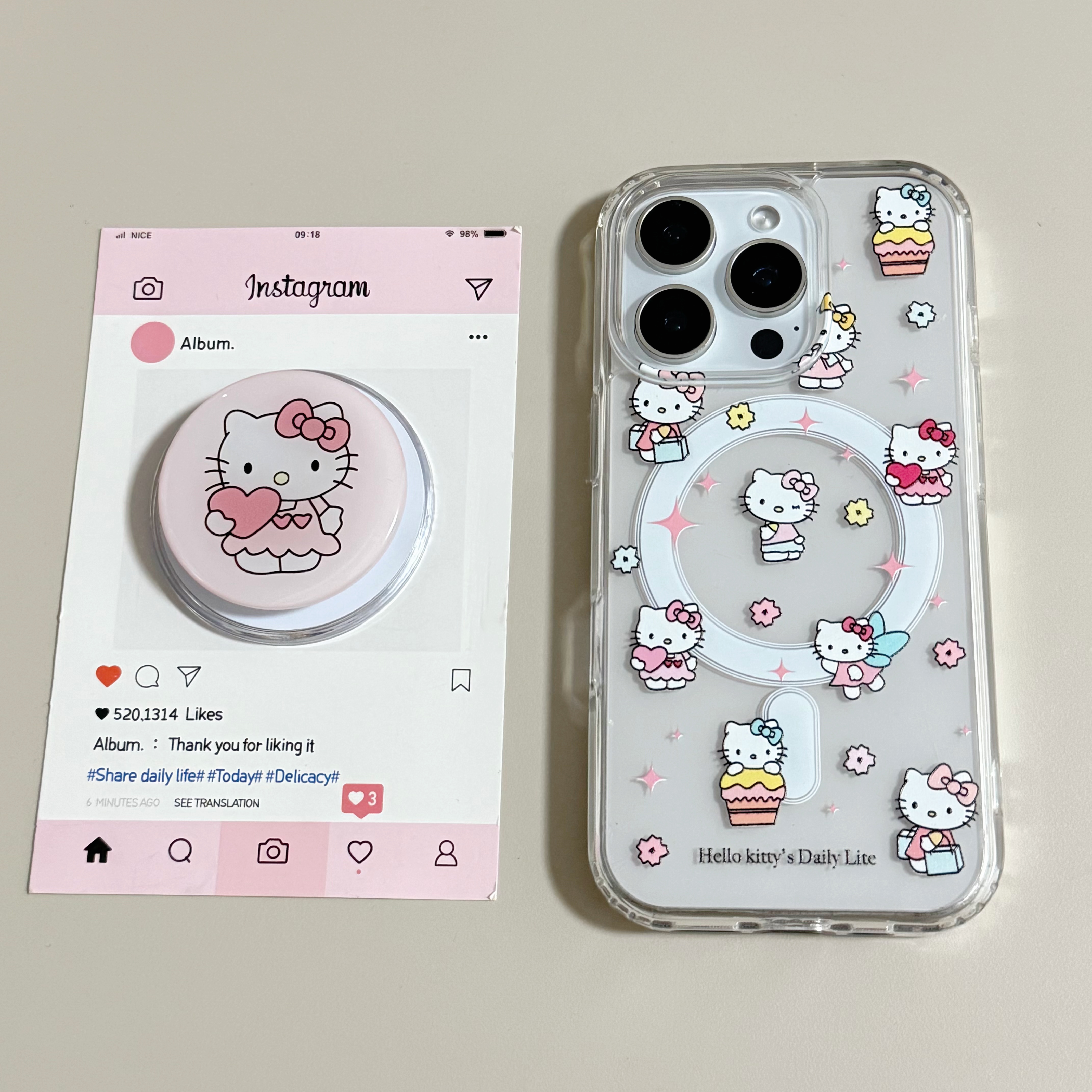 【亚克力磁吸】星星凯蒂支架高透手机壳适用苹果17Promax/16/15防摔