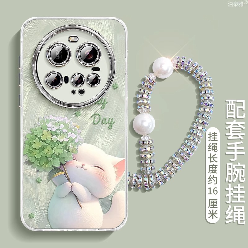 适用小米15ultra手机壳创意14pro卡通猫咪防摔13带挂绳小众小清新