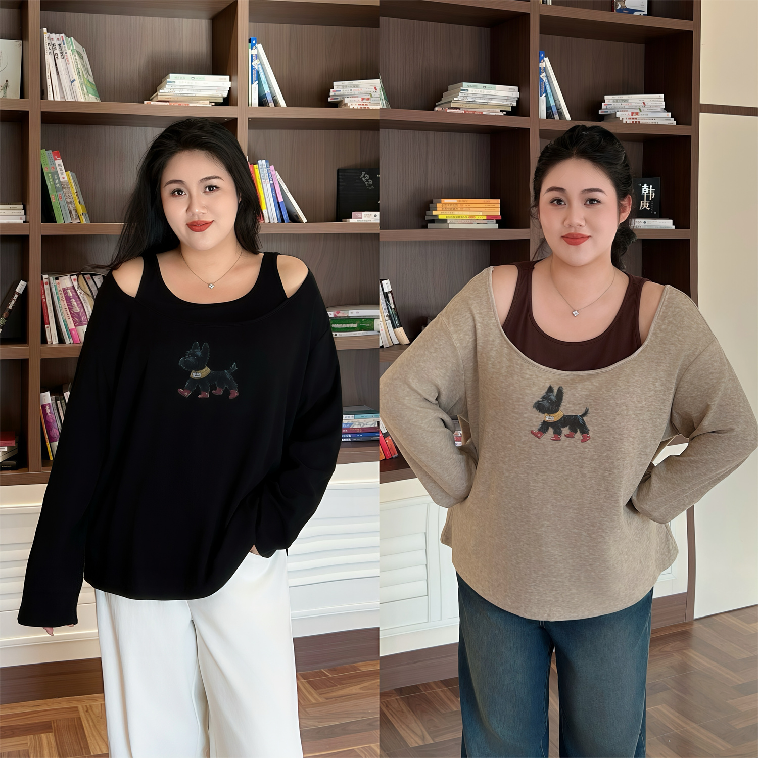 大码女装秋季花契200斤胖mm心机款假两件辣妹长袖打底衫18357-F