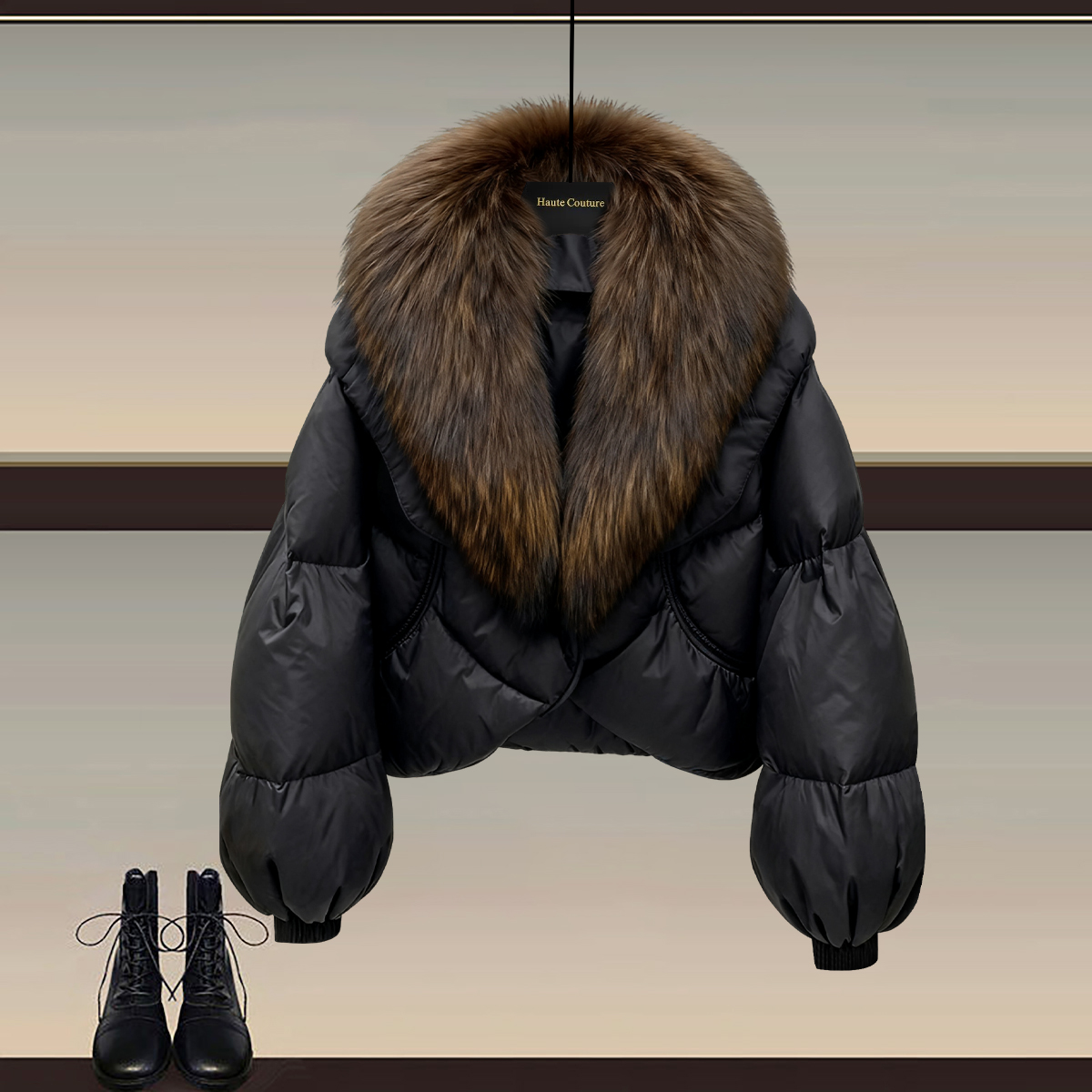 冬季2025新款高级感时尚今年流行设计感短款大毛领加厚棉服外套女