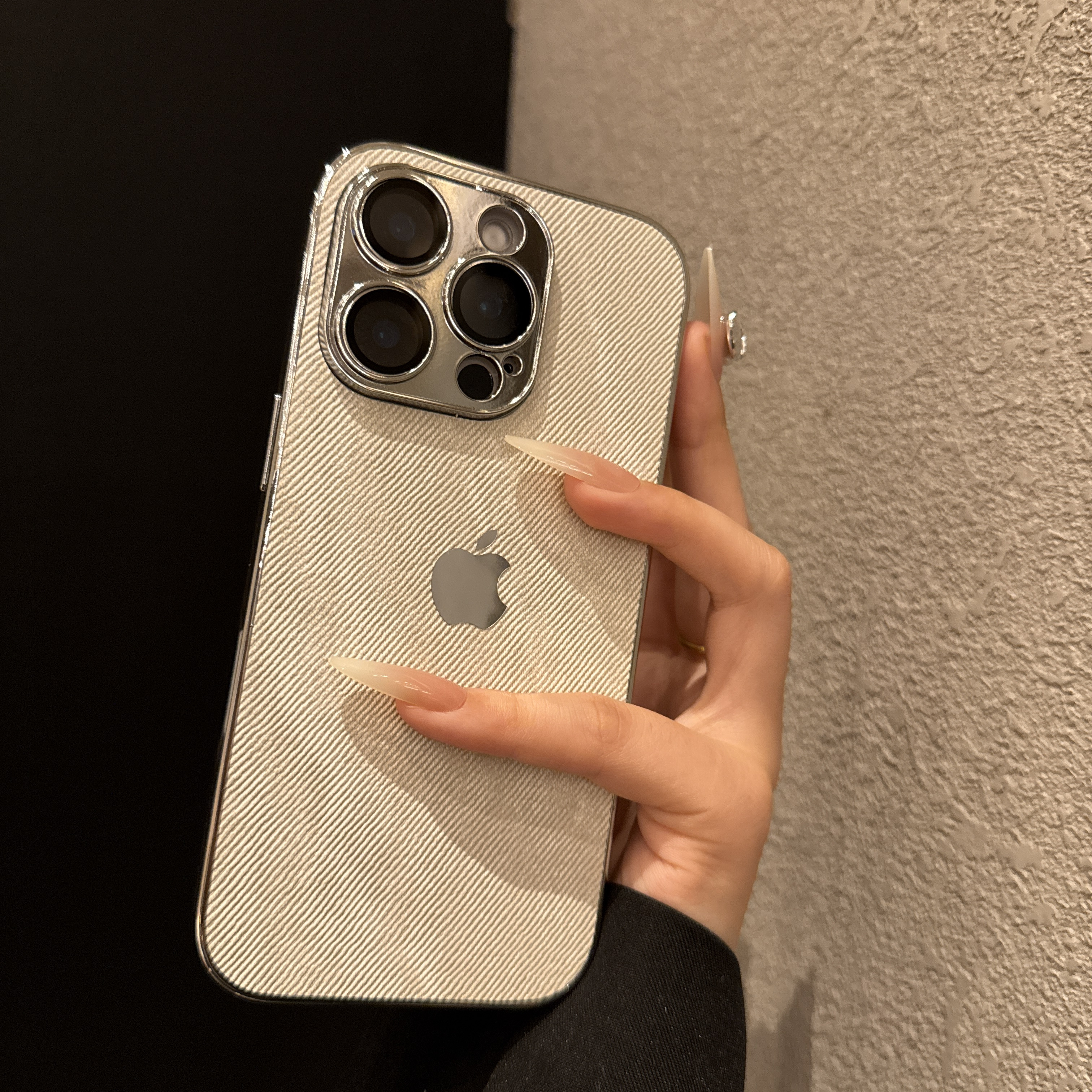 简约电镀牛仔纹适用苹果16promax手机壳高级iPhone15小众14创意13