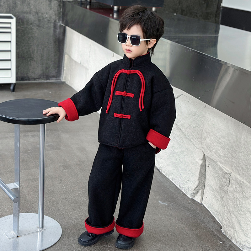 【新年战袍】冬季新款儿童洋气小童秋冬款呢子休闲套装潮流百搭童装