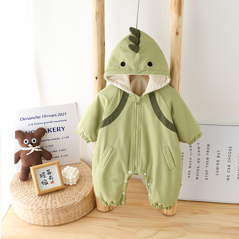 宝宝衣服冬季婴儿连体衣秋冬款洋气婴幼儿连帽卡通外出爬服冲锋衣