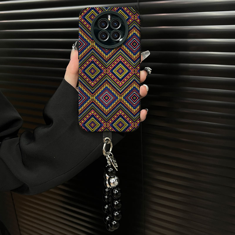 适用【华为mate50】复古菱格花纹ins风小羊皮创意全包网红手机壳女