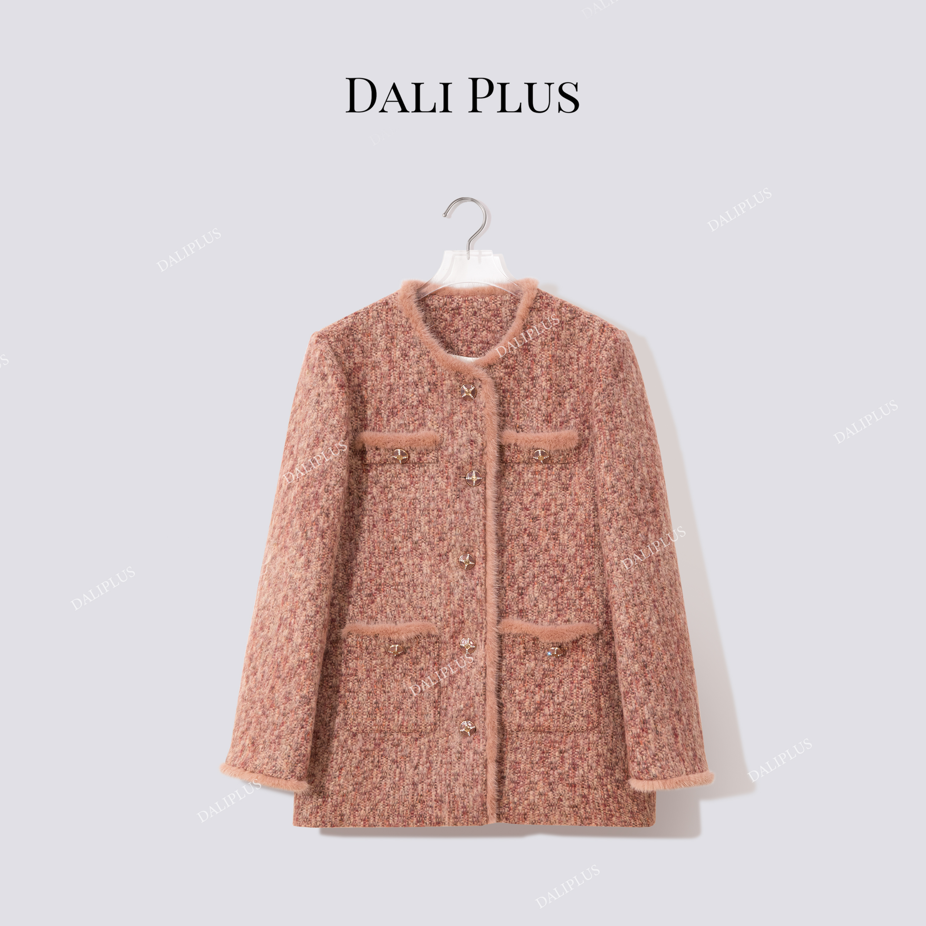 DALI PLUS“水貂香风95白鹅绒”羊毛花呢羽绒服-D5SS7331